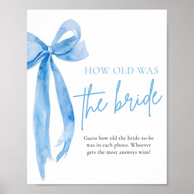 Dusty Blue Bow Hur gammal var Bride Möhippa Poster (Framsidan)