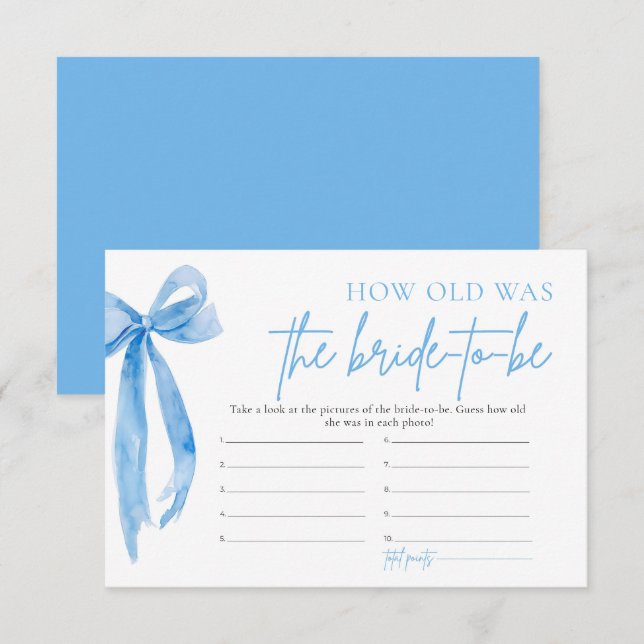 Dusty Blue Bow hur gammalt var det som var viltet Inbjudningar (Fram/baksida)