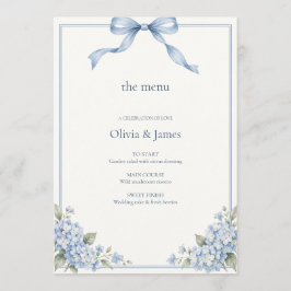 Dusty Blue Bow Hydrangea Bröllop Meny