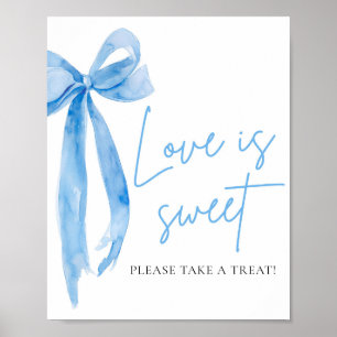 Dusty Blue Bow Love is Sweet Treat Favor-skylt Poster