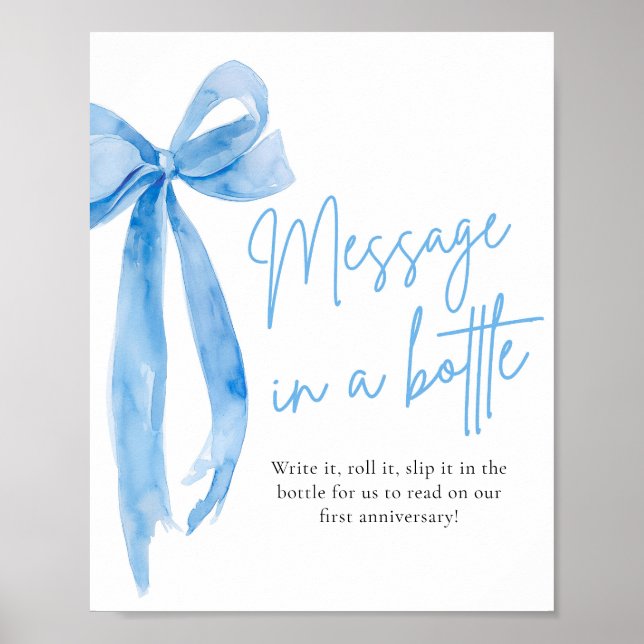 Dusty Blue Bow-meddelande i ett Flaska-teckenspel Poster (Framsidan)