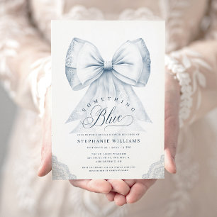 Dusty Blue Bow-Möhippa Inbjudningar