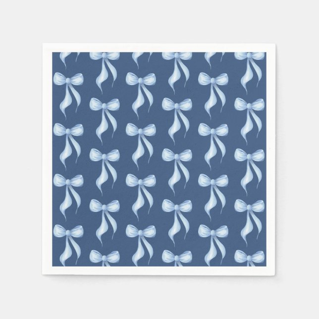 Dusty Blue Bow Pattern Bridal Shower Pappersservett (Framsidan)