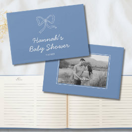 Dusty Blue Bow Personlig Baby Shower Guest Bok