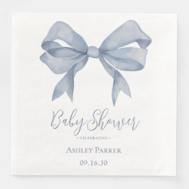 Dusty Blue Bow Pojke Baby Shower Pappersservett