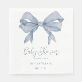 Dusty Blue Bow Pojke Baby Shower Pappersservett