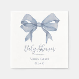 Dusty Blue Bow Pojke Baby Shower Pappersservett
