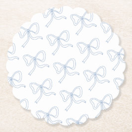 Dusty Blue Bow Ribbon Sommar Party Pappra Underläg Underlägg Papper