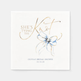 Dusty Blue Bow She's Tying the Knot Bridal Shower Pappersservett