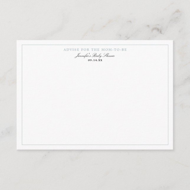 Dusty Blue Boy Shower Adviscard Tilläggskort (Framsida)