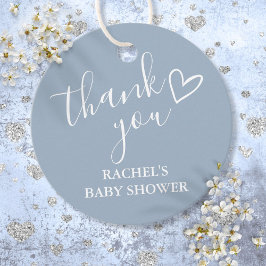 Dusty Blue Boy Shower Script Heart Tack Gåvor Etiketter