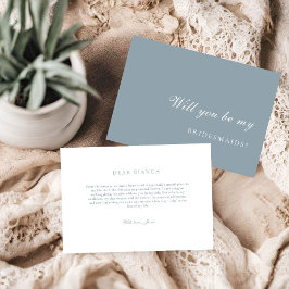 Dusty Blue  Bridesmaid Proposal Card Inbjudningar