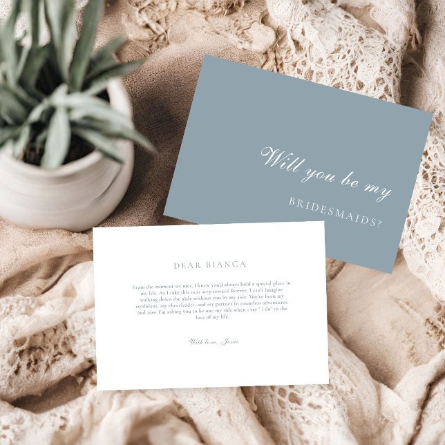 Dusty Blue  Bridesmaid Proposal Card Inbjudningar (Skapare uppladdad)