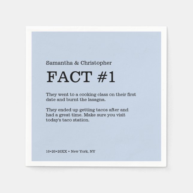 Dusty Blue Bröllop Anpassningsbar Fact Napkins Pappersservett (Framsidan)