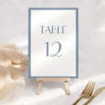 Dusty Blue Bröllop Bord Card Bordsnummer<br><div class="desc">Detta kort från bröllop bord är ett modernt grepp om Art Deco stil. Med skarp,  ren linjer för en modern känsla med ett vackert,  dammigt blått gräns och Art Deco stil. Käck av din "något blått" i dag!</div>