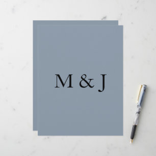 Dusty Blue Bröllop Brudens sida Monogram Anpassnin