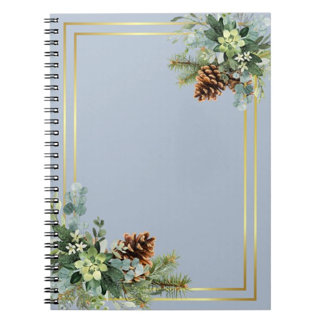 Dusty Blue Bröllop Eucalyptus Greenery Budget Anteckningsbok (Framsidan)