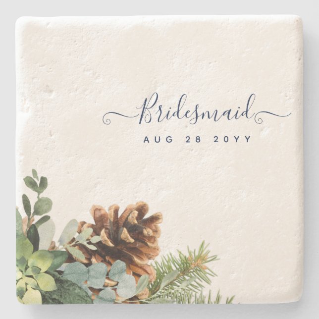 Dusty Blue Bröllop Eucalyptus Greenery Budget Stenunderlägg (Framsidan)