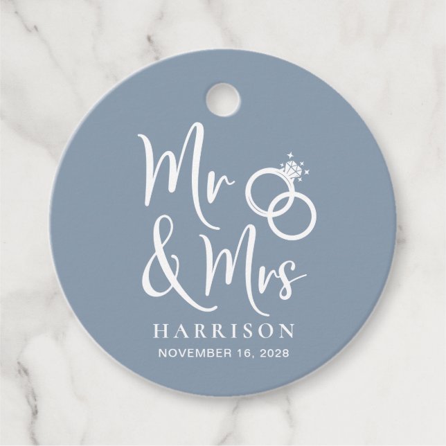 Dusty Blue Bröllop Gåvor Etiketter (Framsida)