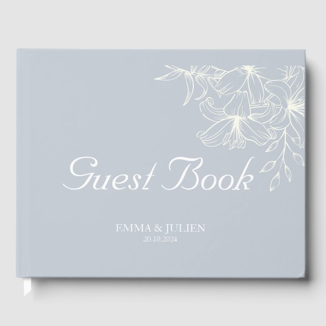 Dusty Blue Bröllop Guest Bok (Framsida)