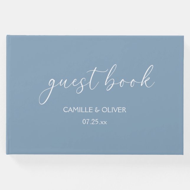 Dusty Blue Bröllop Guest Bok (Framsida)