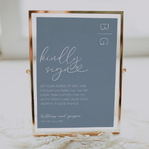 Dusty Blue Bröllop Guestbook-tecken Poster