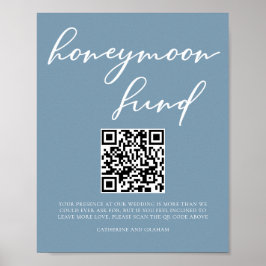 Dusty Blue Bröllop Honeymoon Fund QR-kod Poster