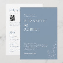 Dusty Blue Bröllop Minimalistisk Modern QR-kod