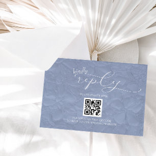 Dusty Blue Bröllop Modern Enkel QR OSA Kort