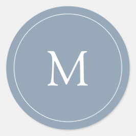 Dusty Blue | Bröllop Monogram Runt Klistermärke