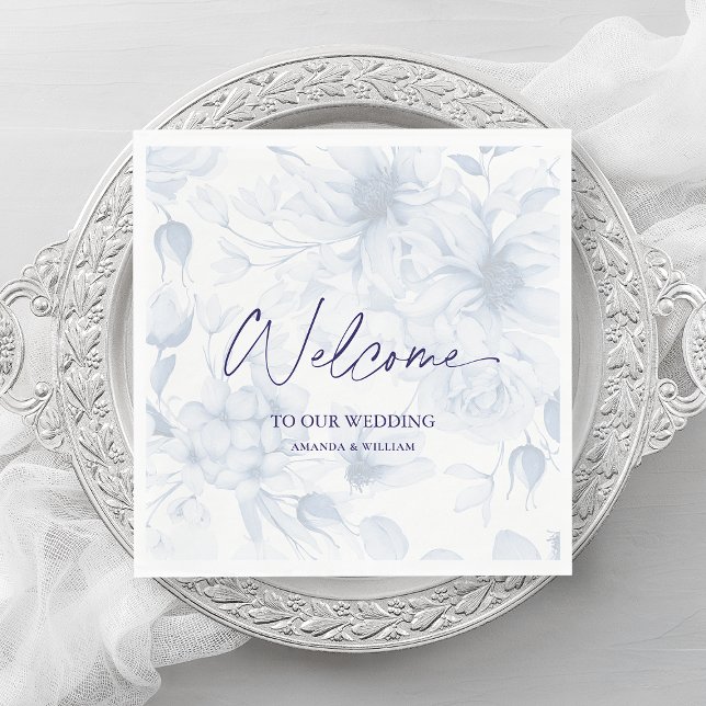 Dusty Blue Bröllop Napkin - Välkommen Pappersservett (Skapare uppladdad)
