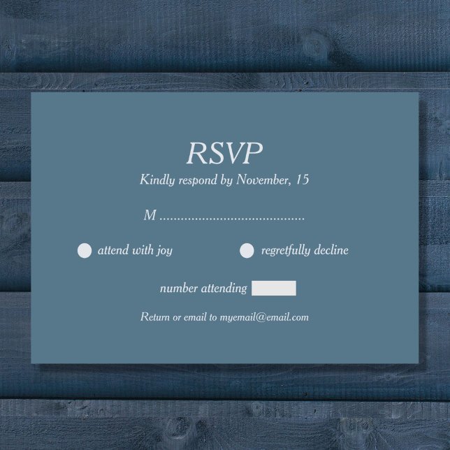Dusty Blue Bröllop OSA Card (Dusty Blue Wedding RSVP Card)