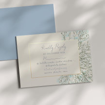 Dusty Blue Bröllop OSA Card för Blommigt av vintag
