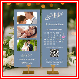 Dusty Blue Bröllop Photo QR-kodens Elegant