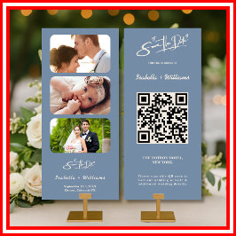 Dusty Blue Bröllop Photo QR-kodens Elegant