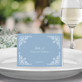 Dusty Blue Bröllop-platskort med val av mål Bordsnummer