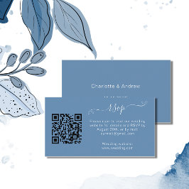 Dusty Blue bröllop Responswebbplats QR-OSA Tilläggskort