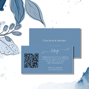 Dusty Blue bröllop Responswebbplats QR-OSA Tilläggskort