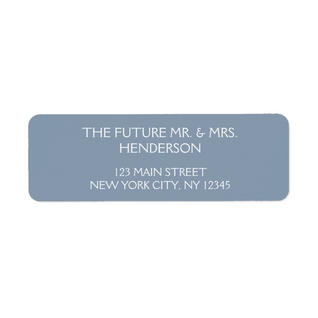 Dusty Blue Bröllop Returadress Etikett (Framsidan)