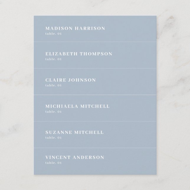 Dusty Blue Bröllop Ställe Namn Card DIY Inbjudningar (Framsida)