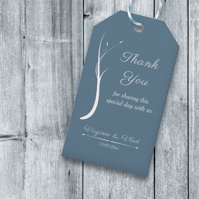 Dusty Blue Bröllop Tack Gift Märkres Presentetikett (Dusty Blue Wedding Thank You Gift Tags)
