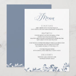 Dusty Blue Bröllop Vintage Elegant Classic Meny