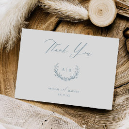 Dusty Blue Bröllopsdag - tack för det platta antec Inbjudningar