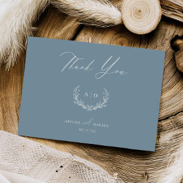 Dusty Blue Bröllopsdag - tack för det platta antec Inbjudningar