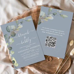 Dusty Blue Brunch & Bubly QR-kodinbjudan