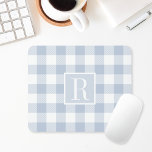 Dusty Blue Buffalo Check Monogram<br><div class="desc">Anpassningsbar-designad monogrammusknapp med personlig som inledningsvis visar ljusdammig buffelkontroll i mönster.</div>