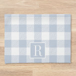 Dusty Blue Buffalo Check Monogram Kökshandduk<br><div class="desc">Anpassningsbar-designad,  modern,  rustik kökshandduk med personlig monogram på ljusdammig buffelkontroll i mönster.</div>