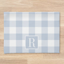 Dusty Blue Buffalo Check Monogram