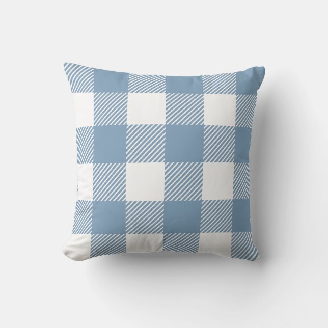 Dusty Blue Buffalo Plaid Kudde (Framsida)