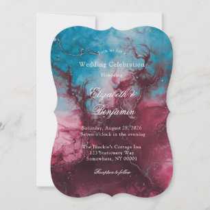 Dusty Blue Burgundy Alcohol Bröllop Firande Inbjudningar